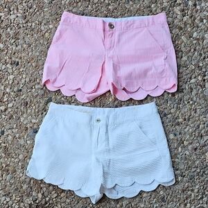 Lot 2 Lilly Pulitzer Women’s 4 Pink Stripes & White Waffle Buttercup Shorts 5"